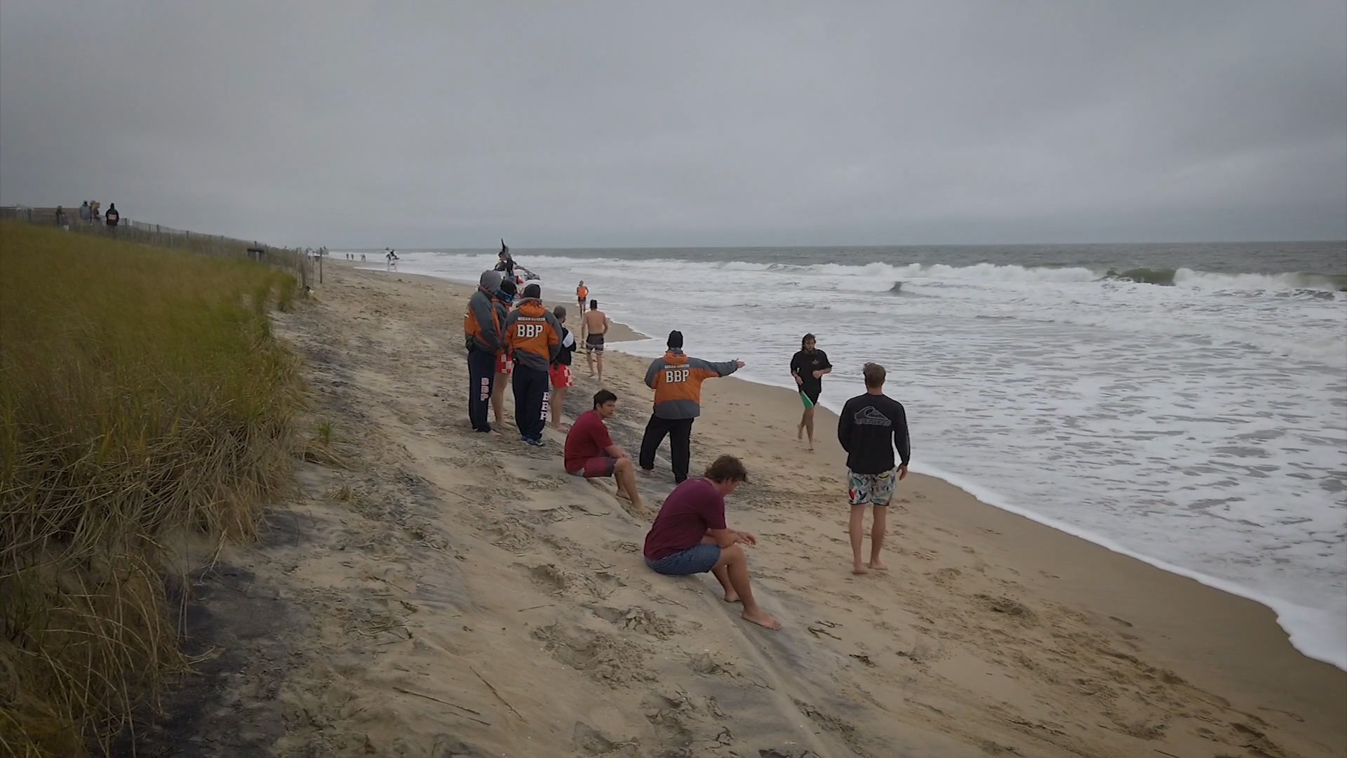 Bethany lifeguards work on a shunken Bethany Beach on May 25, 2020